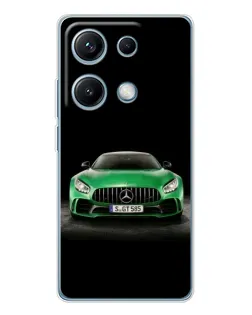 Чехол для Xiaomi Redmi Note 14S с картинкой «Mercedes — неоновый лого»