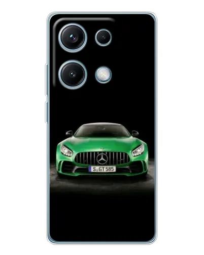 Чехол для Xiaomi Redmi Note 14S с картинкой «Mercedes — неоновый лого»