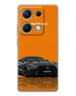 Чехол для Xiaomi Redmi Note 14S с картинкой «Оранжевый Mercedes AMG»