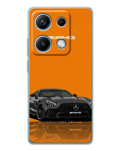 Чехол для Xiaomi Redmi Note 14S с картинкой «Оранжевый Mercedes AMG»