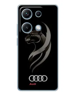 Чехол для Xiaomi Redmi Note 14S с картинкой «Графика — пантера и Audi»