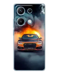 Чехол для Xiaomi Redmi Note 14S с картинкой «Audi в огненном дыму»