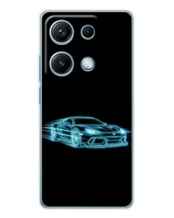 Чехол для Xiaomi Redmi Note 14S с картинкой «Неоновый контур Lamborghini»