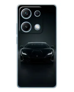 Чехол для Xiaomi Redmi Note 14S с картинкой «Черный Lamborghini Aventador»