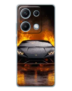 Чехол для Xiaomi Redmi Note 14S с картинкой «Lamborghini в огне»
