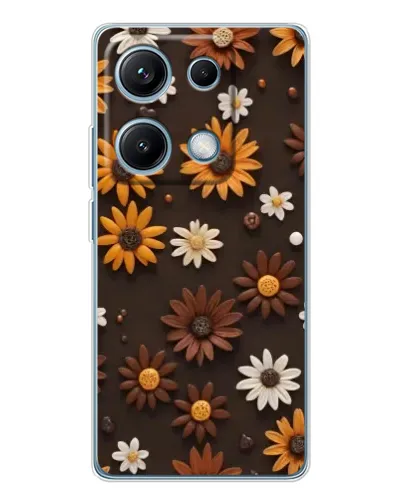 Чехол для Xiaomi Redmi Note 14S с картинкой «Узор из маленьких подсолнухов»