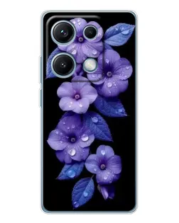 Чехол для Xiaomi Redmi Note 14S с картинкой «Фиолетовые цветы с росою»