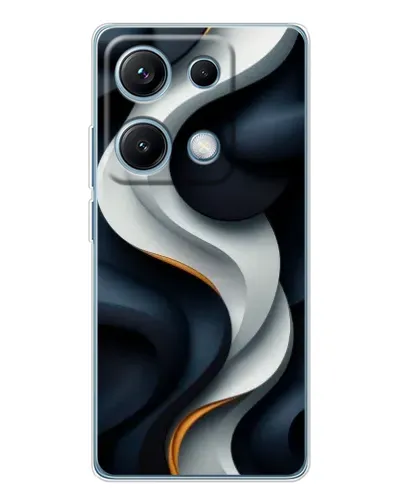Чехол для Xiaomi Redmi Note 14S с картинкой «Объемные черно-белые ленты»