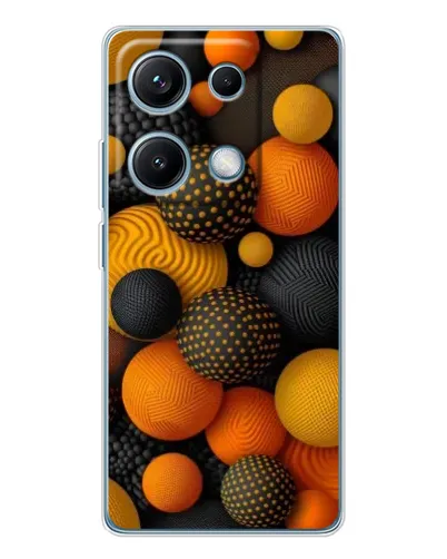 Чехол для Xiaomi Redmi Note 14S с картинкой «Объемные оранжевые сферы»