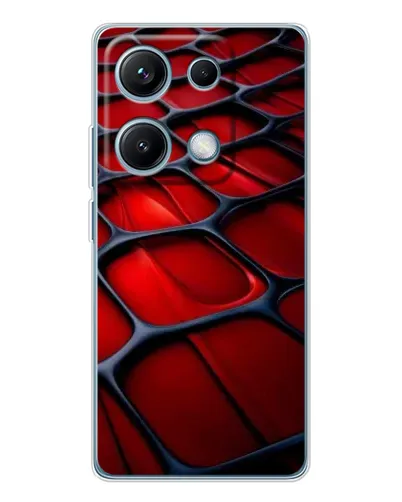 Чехол для Xiaomi Redmi Note 14S с картинкой «Красная глянцевая сетка»