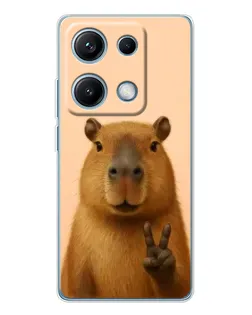 Чехол для Xiaomi Redmi Note 14S с картинкой «Капибара виктория»