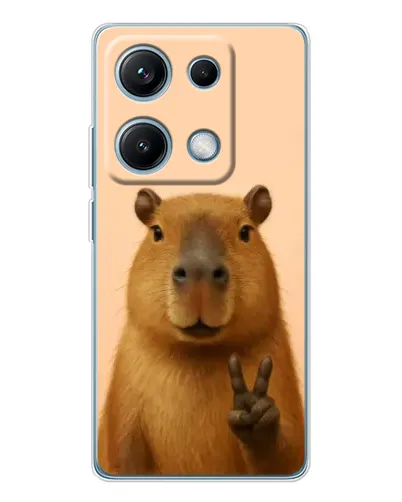 Чехол для Xiaomi Redmi Note 14S с картинкой «Капибара виктория»