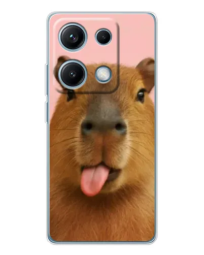 Чехол для Xiaomi Redmi Note 14S с картинкой «Капибара с языком»