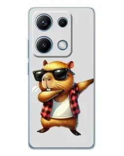 Чехол для Xiaomi Redmi Note 14S с картинкой «Капибара рэпер даб»