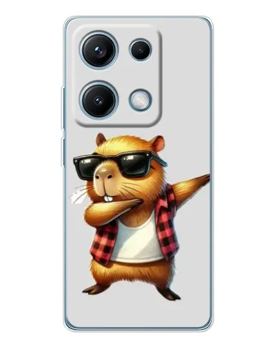 Чехол для Xiaomi Redmi Note 14S с картинкой «Капибара рэпер даб»