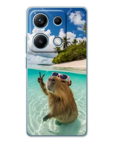 Чехол для Xiaomi Redmi Note 14S с картинкой «Капибара на море»