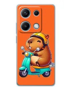Чехол для Xiaomi Redmi Note 14S с картинкой «Капибара на скутере»
