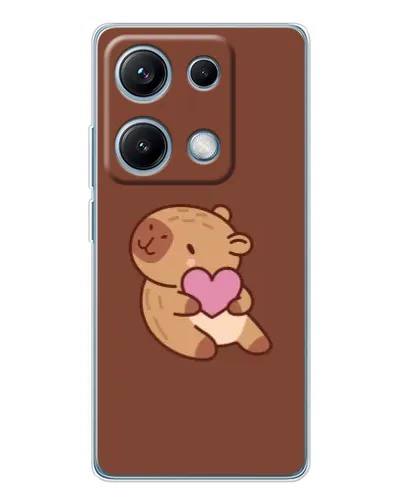 Чехол для Xiaomi Redmi Note 14S с картинкой «Капибара с сердцем»