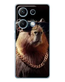 Чехол для Xiaomi Redmi Note 14S с картинкой «Капибара золотая цепь»