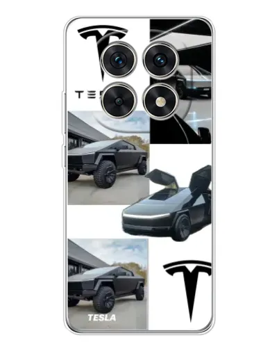Чехол для Xiaomi Redmi Note 15 5G с картинкой «Коллаж Cybertruck Tesla»