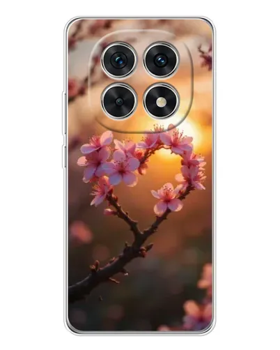 Чехол для Xiaomi Redmi Note 15 5G с картинкой «Розовый цвет сердце на фоне заката»