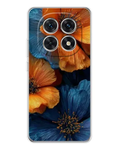Чехол для Xiaomi Redmi Note 15 5G с картинкой «Яркая сине-оранжевая флора»