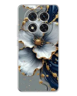 Чохол для Xiaomi Redmi Note 15 Pro 5G з картинкою «Біла квітка та золотий флюїд»