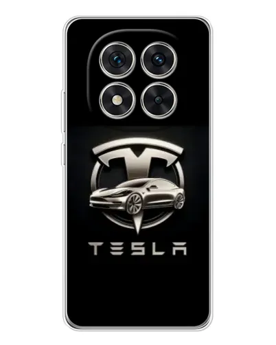 Чехол для Xiaomi Redmi Note 15 Pro Plus с картинкой «Tesla — серебристое авто»