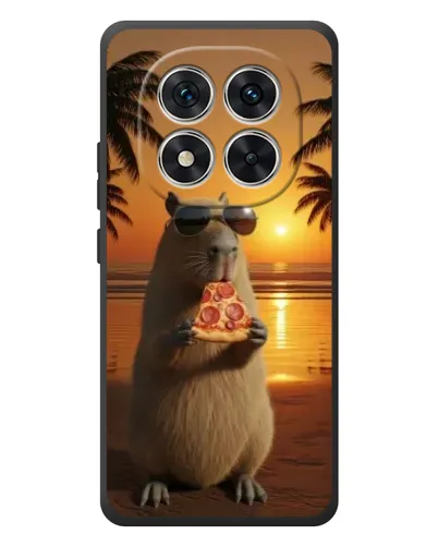 Чехол для Xiaomi Redmi Note 15 Pro с картинкой «Капибара с пиццей»