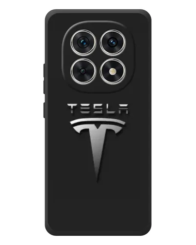 Чехол для Xiaomi Redmi Note 15 с картинкой «Стальной логотип Tesla»