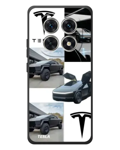 Чехол для Xiaomi Redmi Note 15 с картинкой «Коллаж Cybertruck Tesla»