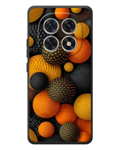 Чехол для Xiaomi Redmi Note 15 с картинкой «Объемные оранжевые сферы»
