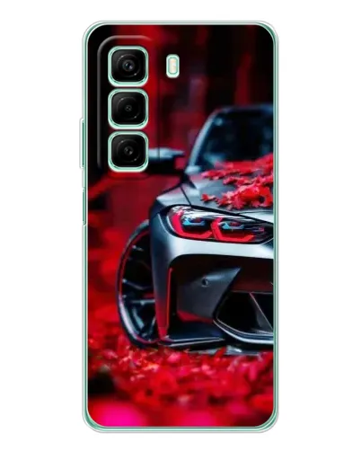 Чехол для Xiaomi Redmi Note 15R с картинкой «Спортивная BMW и цветы»