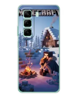 Чехол для Xiaomi Redmi Note 15R с картинкой «Зимний Minecraft»