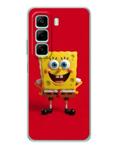 Чехол для Xiaomi Redmi Note 15R с картинкой «Спанч Боб на красном»