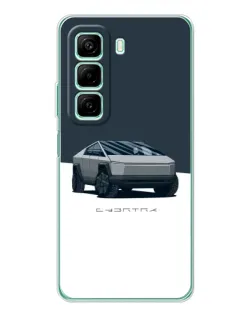 Чехол для Xiaomi Redmi Note 15R с картинкой «Серебристый Cybertruck Tesla»