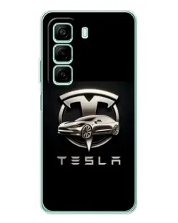 Чехол для Xiaomi Redmi Note 15R с картинкой «Tesla — серебристое авто»