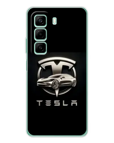 Чехол для Xiaomi Redmi Note 15R с картинкой «Tesla — серебристое авто»