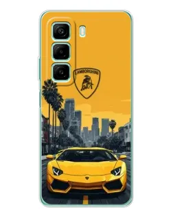 Чехол для Xiaomi Redmi Note 15R с картинкой «Желтый Lamborghini город»