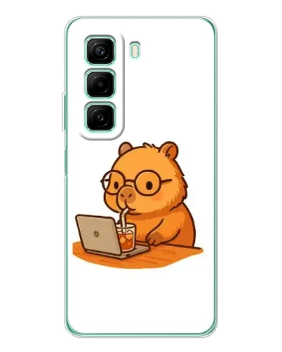 Чехол для Xiaomi Redmi Note 15R с картинкой «Капибара с ноутбуком»