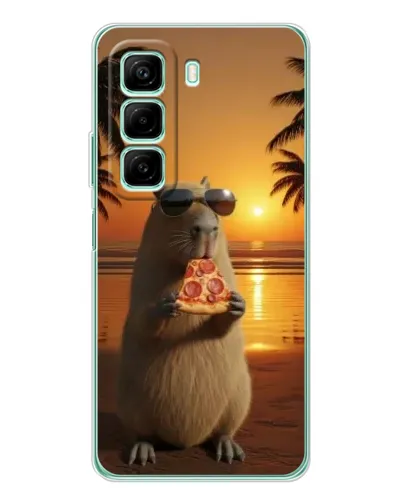 Чехол для Xiaomi Redmi Note 15R с картинкой «Капибара с пиццей»