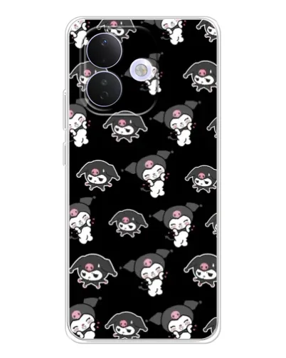 Чехол для Xiaomi Redmi Note 17 Pro с картинкой «Черный паттерн Kuromi»