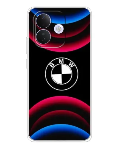 Чехол для Xiaomi Redmi Note 17 Pro с картинкой «Логотип BMW и неоновые дуги»