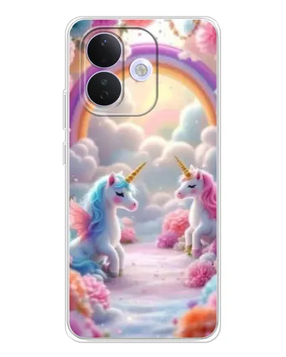 Чехол для Xiaomi Redmi Note 17 Pro с картинкой «Радуга и единороги»