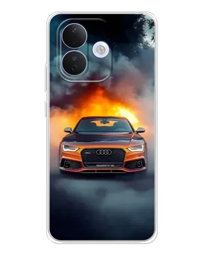 Чехол для Xiaomi Redmi Note 17 Pro с картинкой «Audi в огненном дыму»