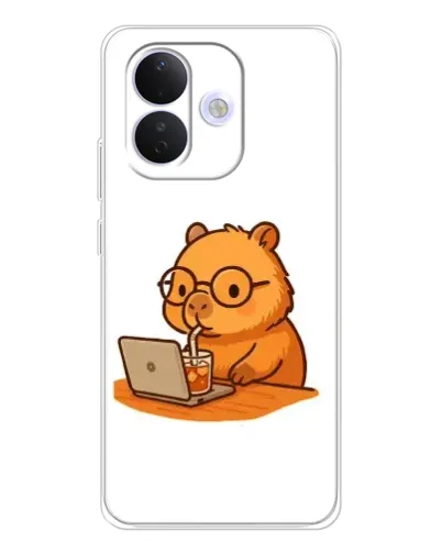 Чехол для Xiaomi Redmi Note 17 Pro с картинкой «Капибара с ноутбуком»