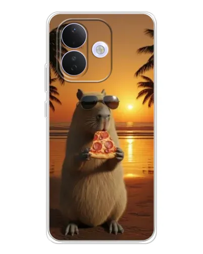 Чехол для Xiaomi Redmi Note 17 Pro с картинкой «Капибара с пиццей»