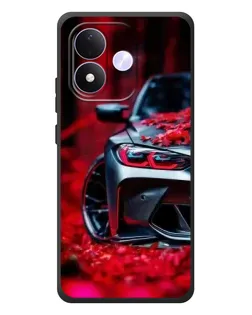 Чохол для Xiaomi Redmi Note 17 з картинкою «Спортивна BMW та квіти»