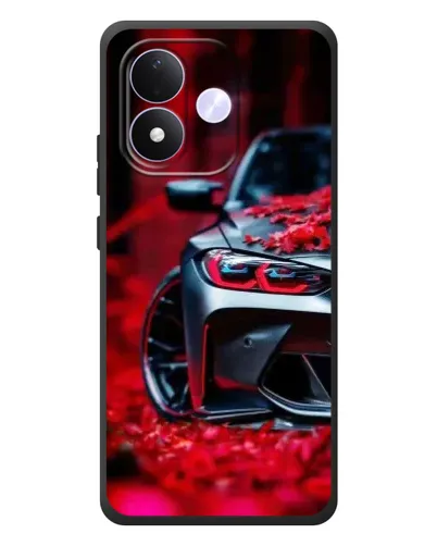 Чохол для Xiaomi Redmi Note 17 з картинкою «Спортивна BMW та квіти»