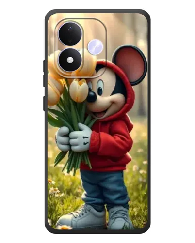 Чехол для Xiaomi Redmi Note 17 с картинкой «Микки с тюльпанами»
